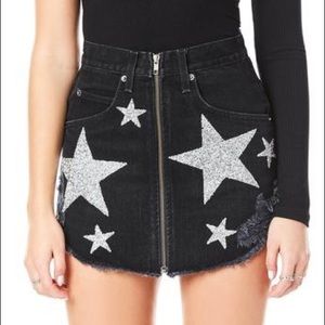 Carmar Black Denim Star Zipper Jean Skirt